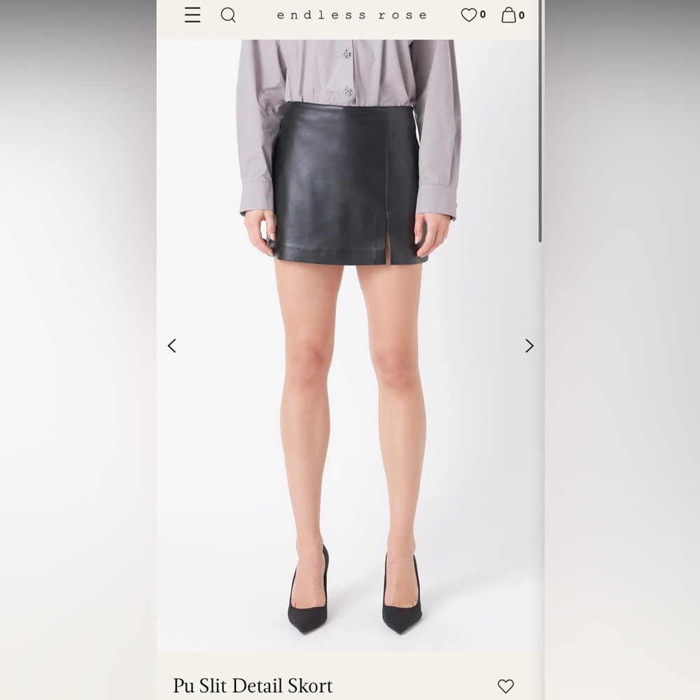 Leather slit skort